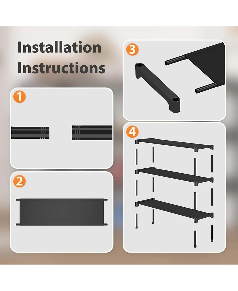 Long Shoe Rack-Shoe Organizer 2 Tier Shoe Rack for Closet Front Door Entryway Garage, Stackable Free Standing and Freely Combinable Shoe Storage, Spac