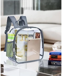 Clear Backpack Stadium Approved, Small Clear Backpack with Padded Shoulder Straps for School Security Travel Concert Sport Events - Grey