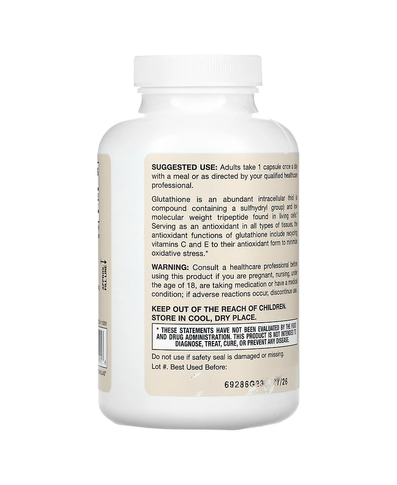 Jarrow Formulas Nutrition Glutathione Reduced 500 mg