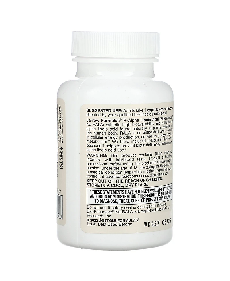 Jarrow Formulas R-Alpha Lipoic Acid with Biotin