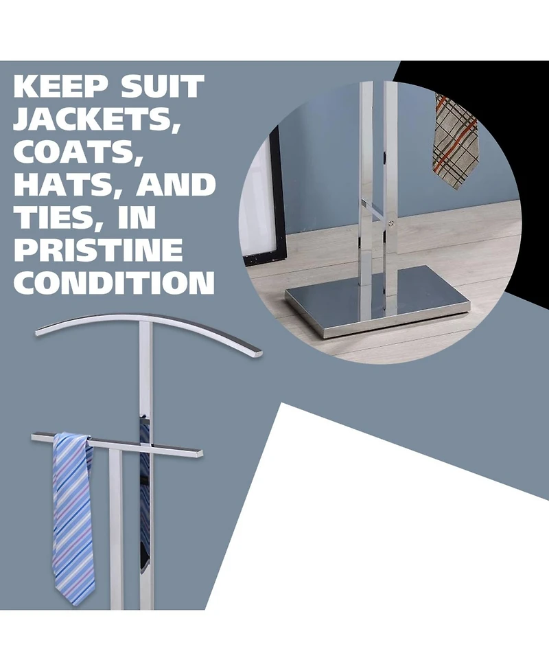 Kings Brand Furniture Dossi Chrome Metal Suit Rack Valet Stand