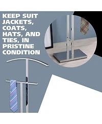 Kings Brand Furniture Dossi Chrome Metal Suit Rack Valet Stand