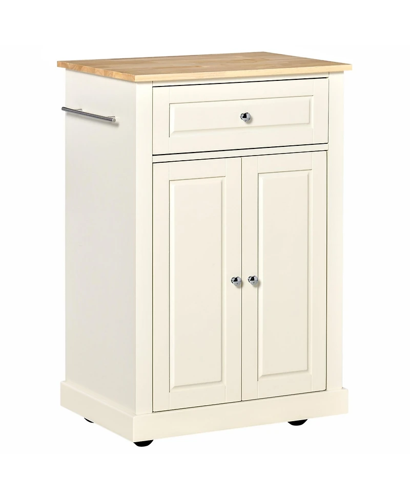 Halifax North America Cream Kitchen Helper: Portable Island Cart with Drawer and Shelf