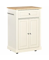 Halifax North America Cream Kitchen Helper: Portable Island Cart with Drawer and Shelf
