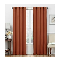 Kate Aurora Basic Jacquard 2 Piece Blackout Grommet Top Hotel Window Curtains - 52 in. W x 84 in. L, Pumpkin Spice
