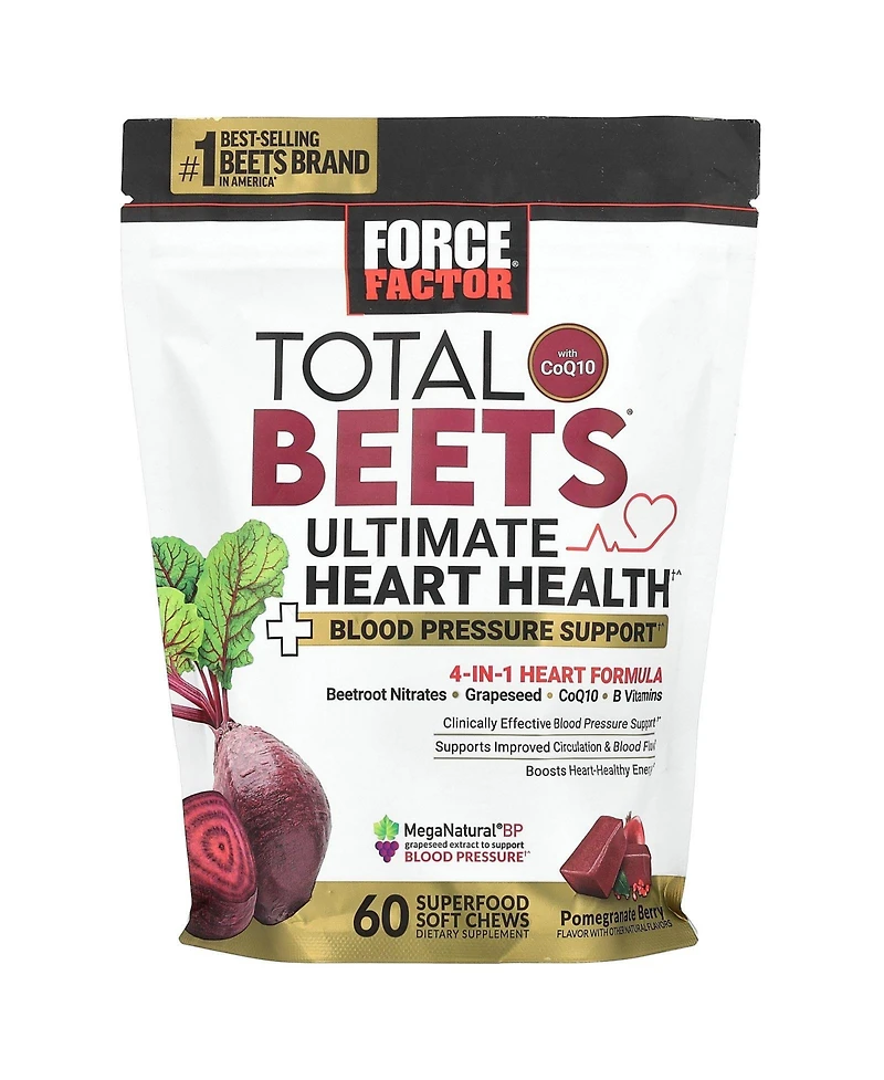 Force Factor Total Beets With CoQ10 Ultimate Heart Health Pomegranate Berry