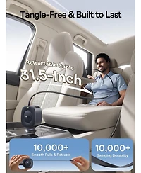 Baseus Retractable Car Charger Usb C Fast Charging, 60W Ultra-Mini Fast Car Charger with Retractable Usb C Cable