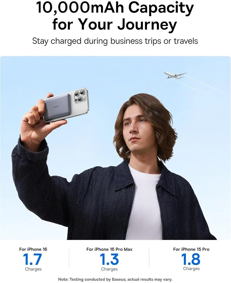 Baseus Picogo Magsafe Portable Charger 10000mAh 27W , 0.5" Ultra Slim Qi2 Certified 15W Wireless Power Bank