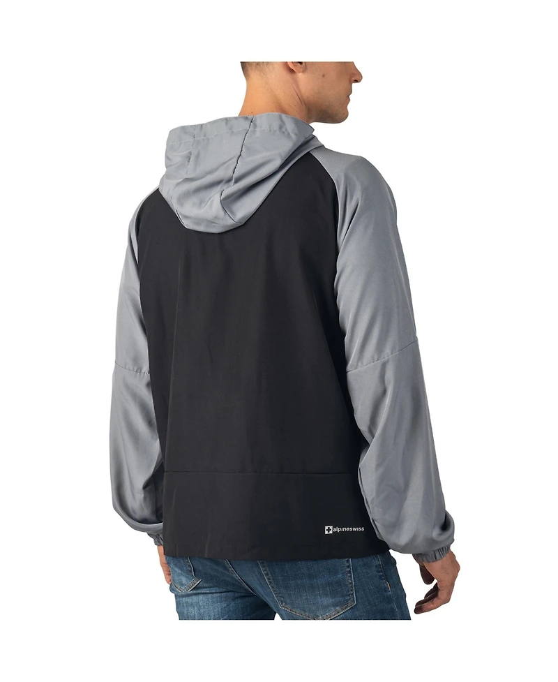 Alpine Swiss Men's Cory Light Windbreaker Jacket Water-Resistant Packable Hooded Softshell Coat Ideal for Travel Layering Everyday Outdoor Activities