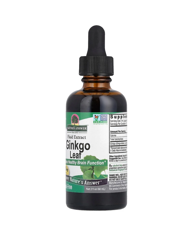 Nature's Answer Ginkgo Leaf Fluid Extract Alcohol-Free - 2 fl oz (60 ml)