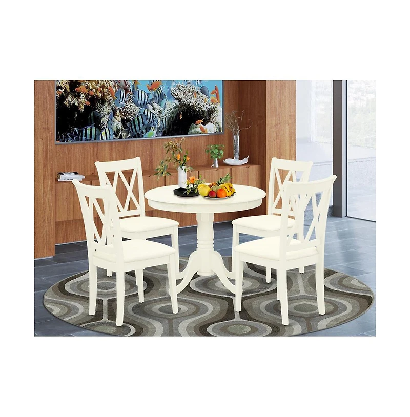 East West Furniture Dining Room Set Linen White