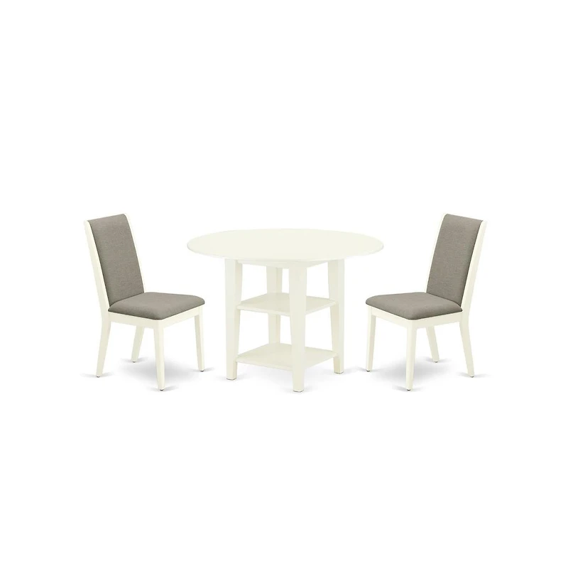 East West Furniture Dining Room Set Linen White