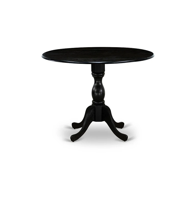 East West Furniture 3-Pc Kitchen Dining Set- 2 Modern Chair with Wooden Seat and Slatted Chair Back - Drop Leaves Dining Table - Black Finish
