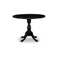East West Furniture 3-Pc Kitchen Dining Set- 2 Modern Chair with Wooden Seat and Slatted Chair Back - Drop Leaves Dining Table - Black Finish