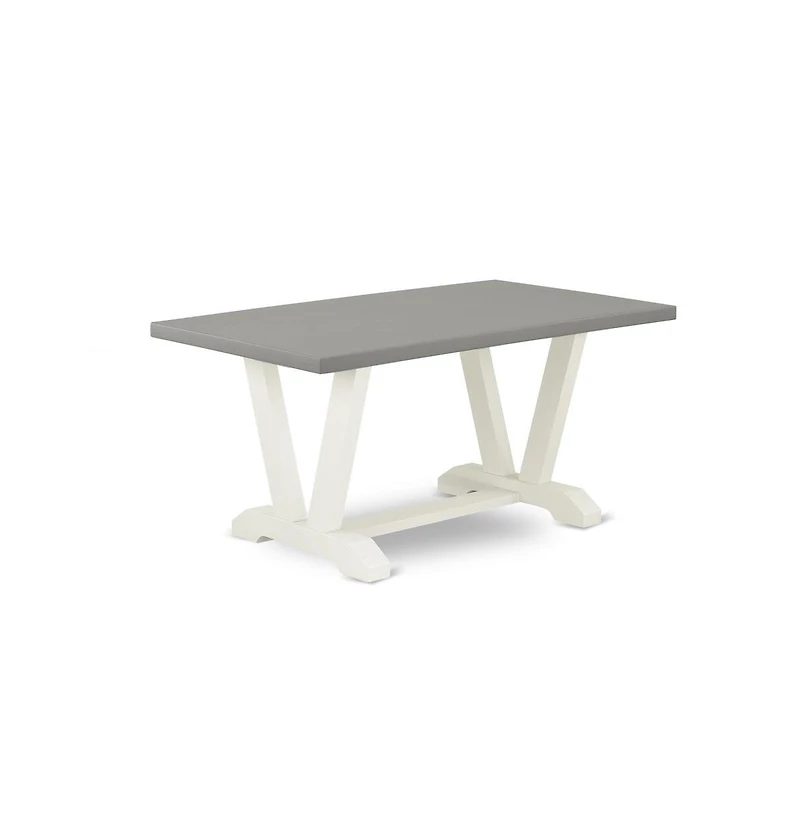 East West Furniture 5-Piece Beautiful Rectangular Dining Room Table Set a Superb Cement Color Kitchen Rectangular Table Top and 4 Stunning Linen Fabri