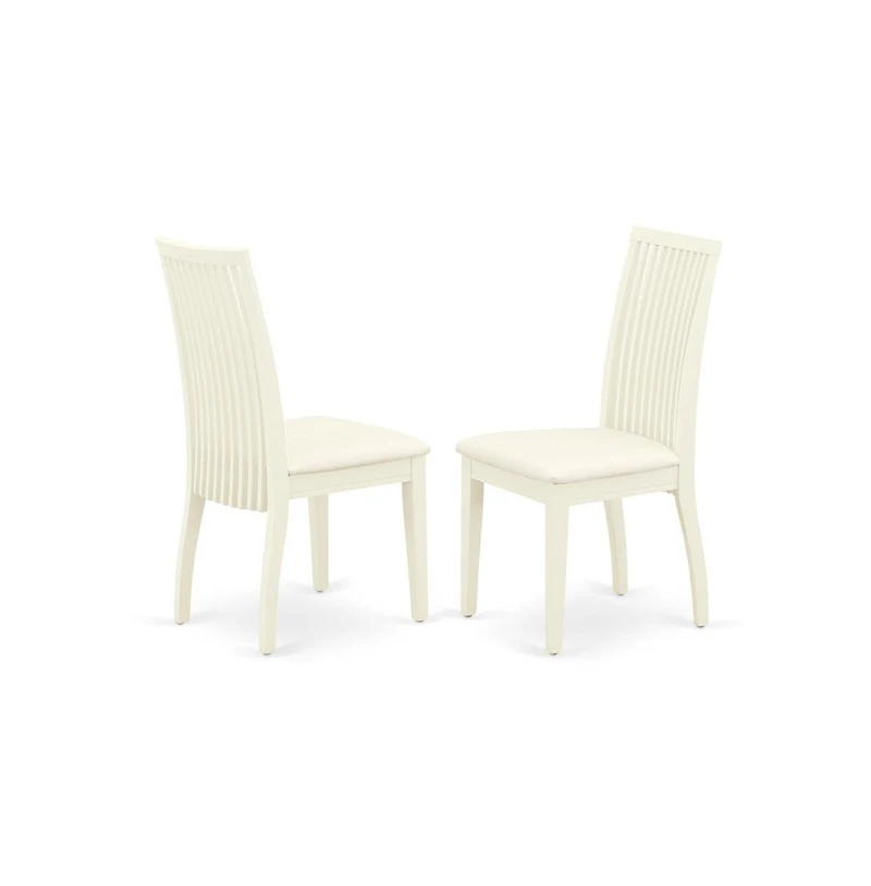 East West Furniture 3 Piece Kitchen Dining Table Set - Linen White Round Dining Table with 2 Linen White Dining Room Chairs with Slatted Back