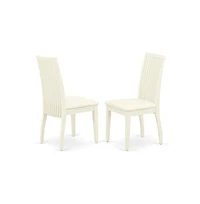 East West Furniture 3 Piece Kitchen Dining Table Set - Linen White Round Dining Table with 2 Linen White Dining Room Chairs with Slatted Back