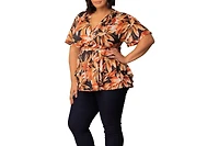 Kiyonna Plus Encore Short Sleeve Printed Top
