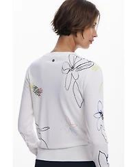 Desigual Women's Fine sweater with floral strokes