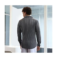 Campus Sutra Men's Icy Blue & Metallic Silver Pleat-Creased Shirt