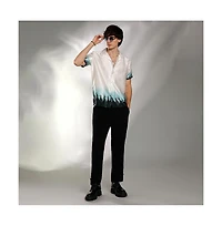 Campus Sutra Men's Ivory White & Pine Green Ombre Shirt
