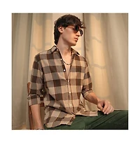 Campus Sutra Men's Chocolate Brown Chalk-Buffalo Check Shirt