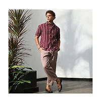 Campus Sutra Men's Maroon Red Pencil Striped Shirt