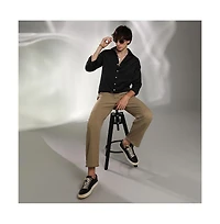 Campus Sutra Men's Onyx Black Abstract-Textured Shirt