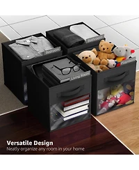 Sorbus Inch 6 Pack Collapsible Fabric Storage Bins with Clear Window - for Organizing Clothes, Toys, Books, Shelves