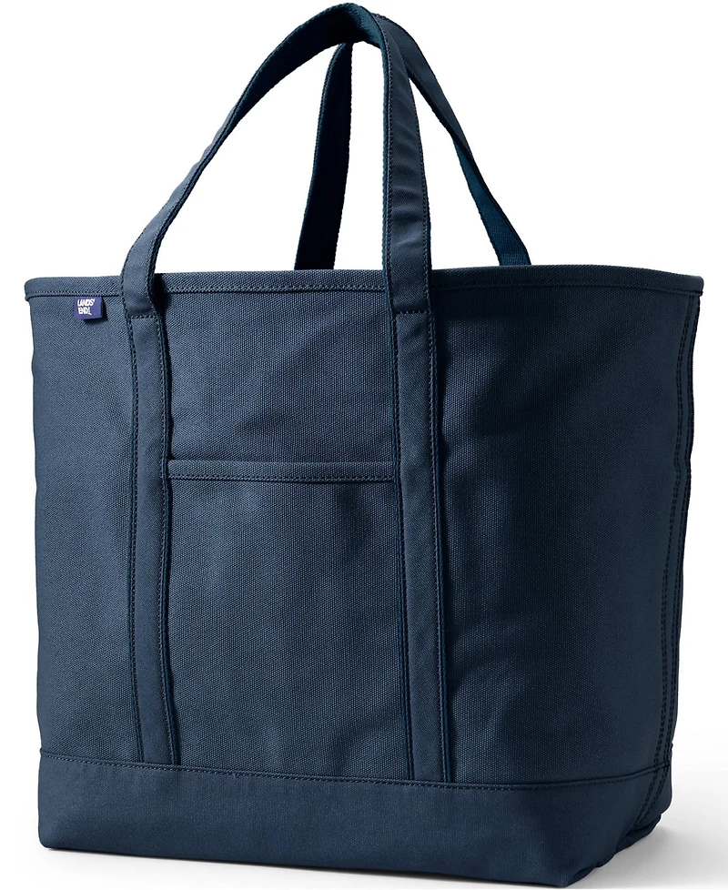 Lands' End Extra Large Solid Color 5 Pocket Open Top Canvas Tote Bag
