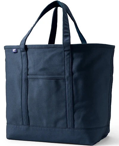 Lands' End Extra Large Solid Color 5 Pocket Open Top Canvas Tote Bag