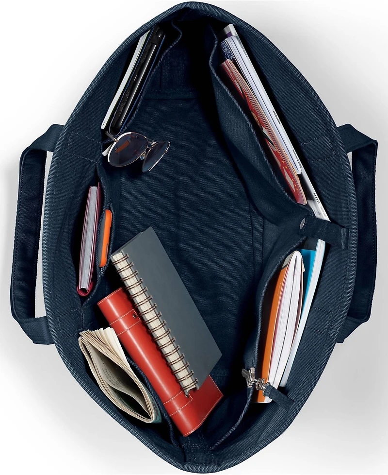 Lands' End Extra Large Solid Color 5 Pocket Open Top Canvas Tote Bag