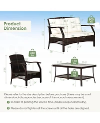Gymax 8PCS Rattan Patio Conversation Furniture Set Wicker Sofa Set w/ Waterproof Cover