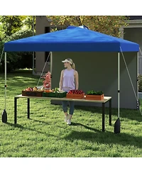 Gymax 10 X Ft Pop up Canopy Tent w/ 1 Sidewall Wheeled Bag 8 Stakes & 4 Wind Ropes