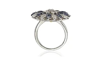 Suzy Levian Sterling Silver Sapphire & Created White Flower Ring