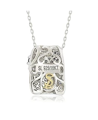 Suzy Levian New York Sterling Silver Sapphire & Created White Pave Floral Pendant Necklace