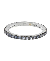 Suzy Levian Sterling Silver Sapphire Single Row Eternity Band Ring