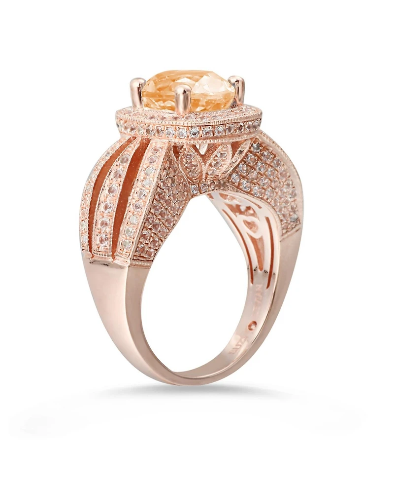 Suzy Levian New York Sterling Silver Oval Cut Center Topaz Cocktail Ring