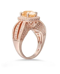 Suzy Levian New York Sterling Silver Oval Cut Center Topaz Cocktail Ring