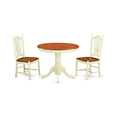 East West Furniture 3 Pc Kitchen Table set-Kitchen Table and 2 Kitchen Dining Chairs