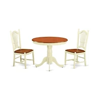 East West Furniture 3 Pc Kitchen Table set-Kitchen Table and 2 Kitchen Dining Chairs