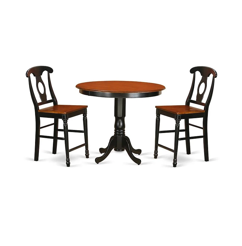 East West Furniture 3 Pc pub Table set - Small Kitchen Table and 2 counter height stool