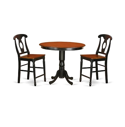 East West Furniture 3 Pc pub Table set - Small Kitchen Table and 2 counter height stool