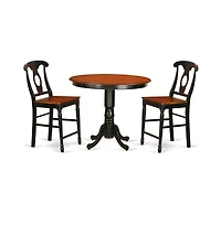 East West Furniture 3 Pc pub Table set - Small Kitchen Table and 2 counter height stool