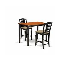 East West Furniture 3 Pc Dining counter height set-pub Table and 2 Kitchen Dining Chairs