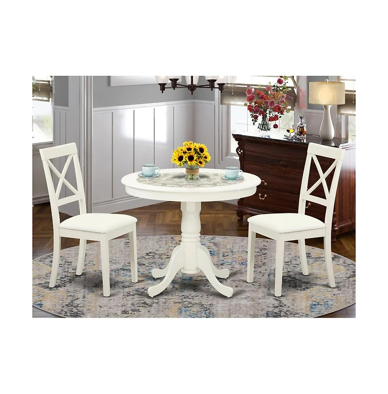 East West Furniture Dining Room Set Linen White