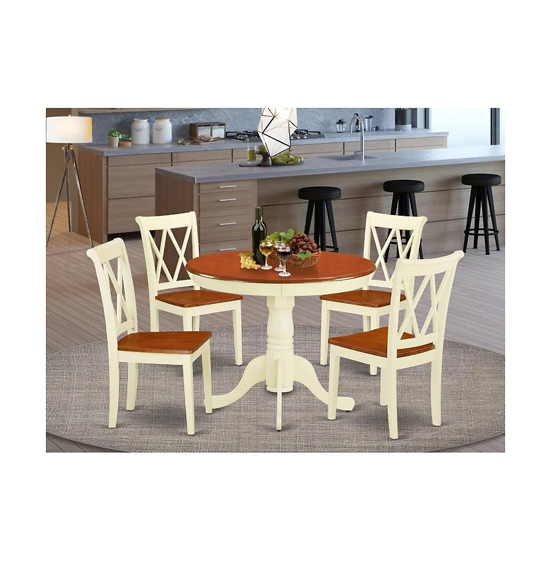 East West Furniture Dining Room Set Buttermilk & Cherry