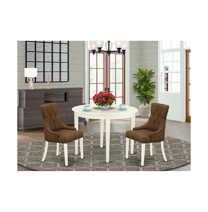 East West Furniture Dining Room Set Linen White