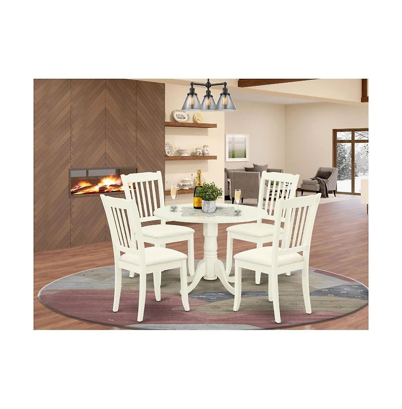 East West Furniture Dining Room Set Linen White