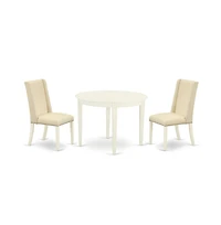 East West Furniture Dining Room Set Linen White, BOFL3-whi-01